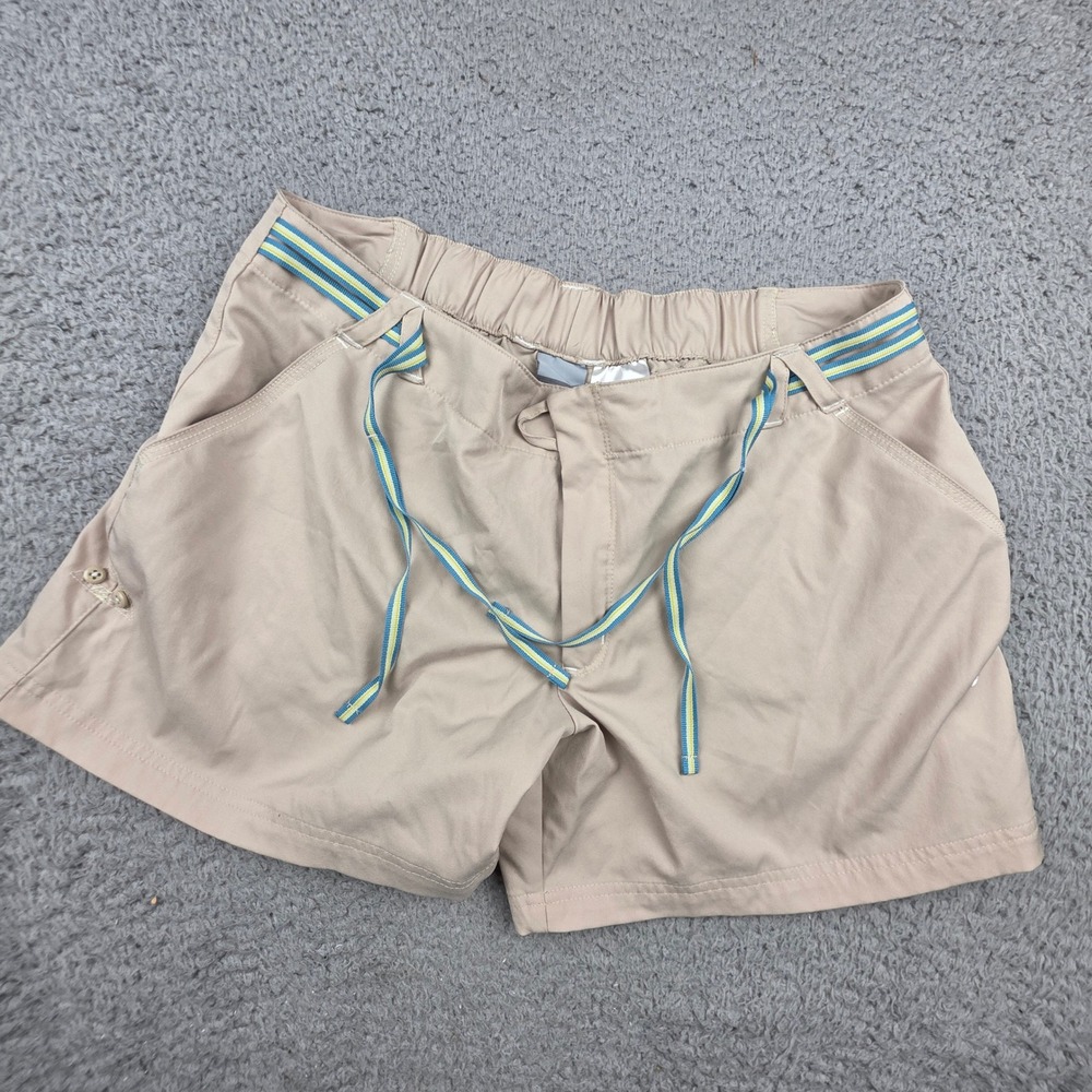 Nike Ribnon Belt Shorts Women Large Tan Beige Lightweight Golf Tennis Gorpcore‎